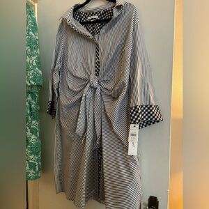 Foxcroft Sz 22 NWT black stripe/gingham from nonsmoking home